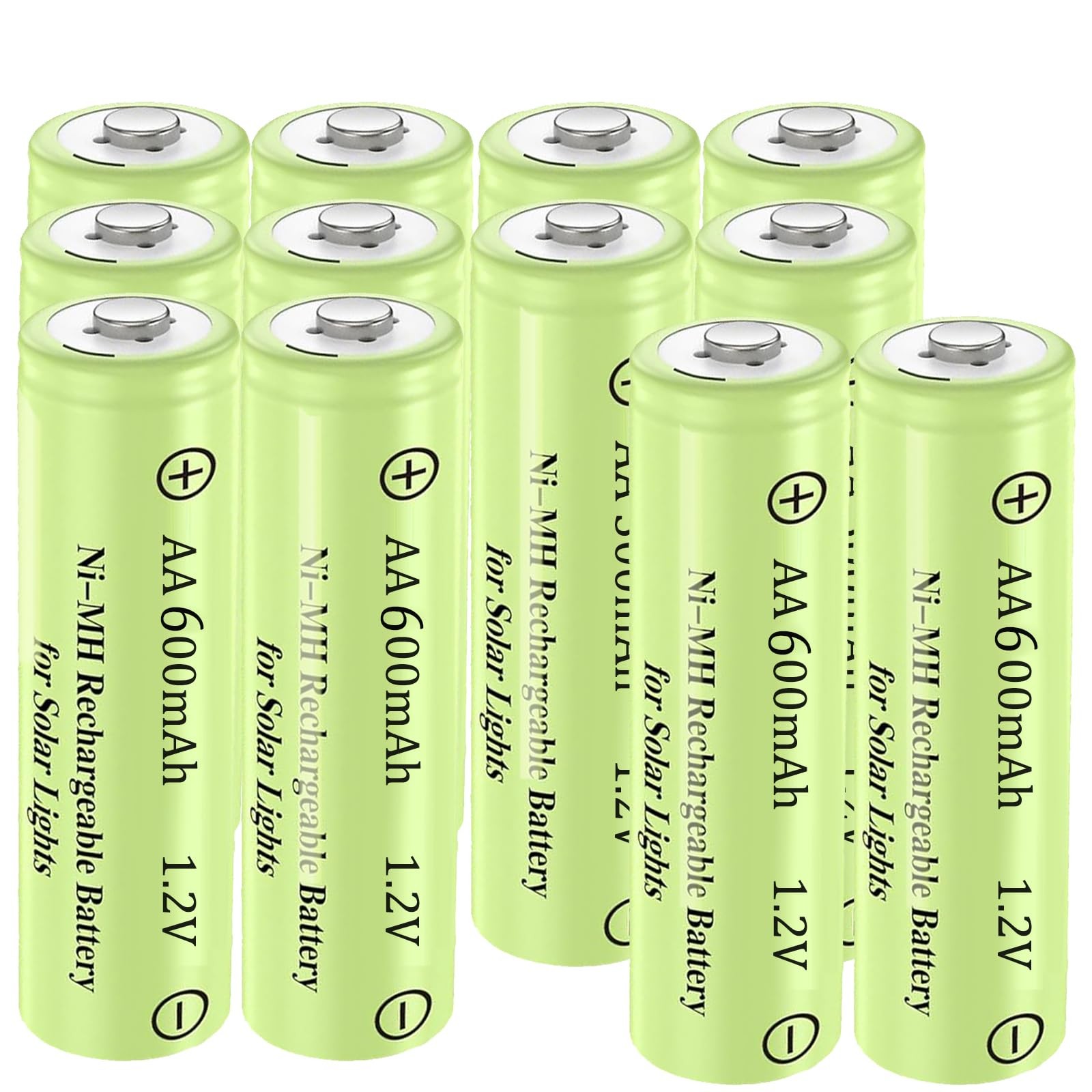 12 Packs AA Ni-MH 600mAh Rechargeable Batteries 1.2v Doulbe A Size for Outdoo…