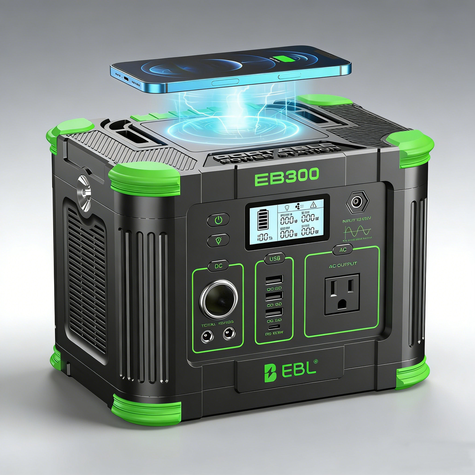 300W Portable Power Station LiFePO4 Solar Generator,Wireless Charger Refurbished