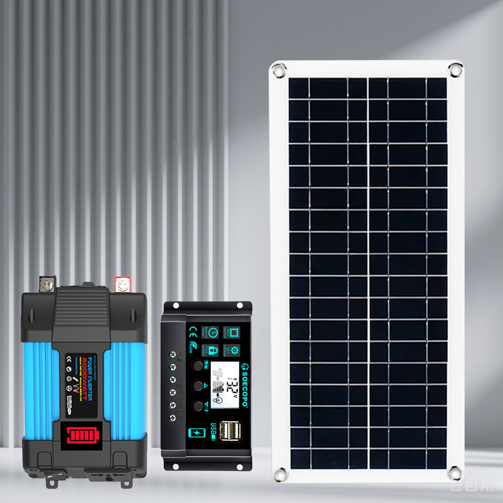 6000W Solar Panel Set Solar Power Inverter Generator 200W Panel Grid Syst