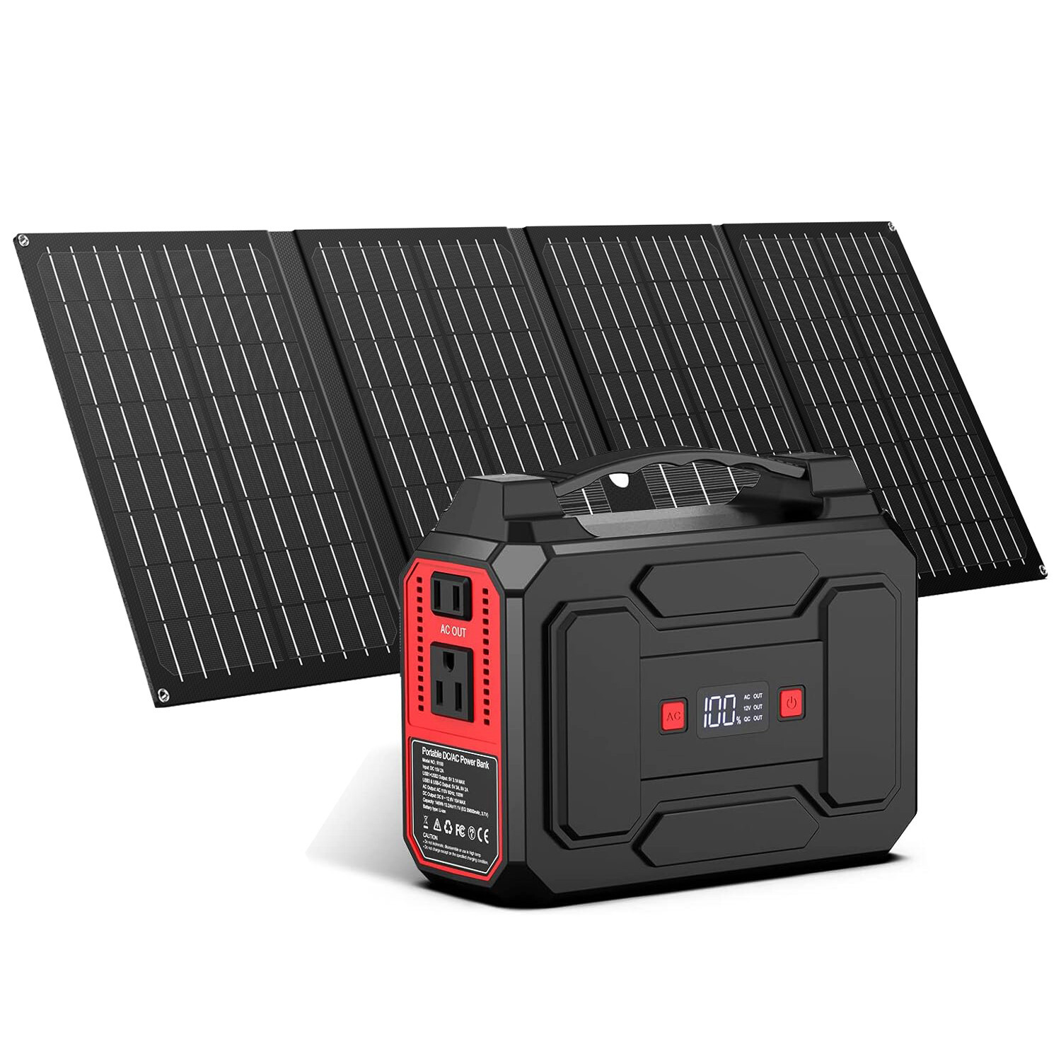 Portable Power Station 100W+40W Solar Panel Charger kit Camping Solar Generator