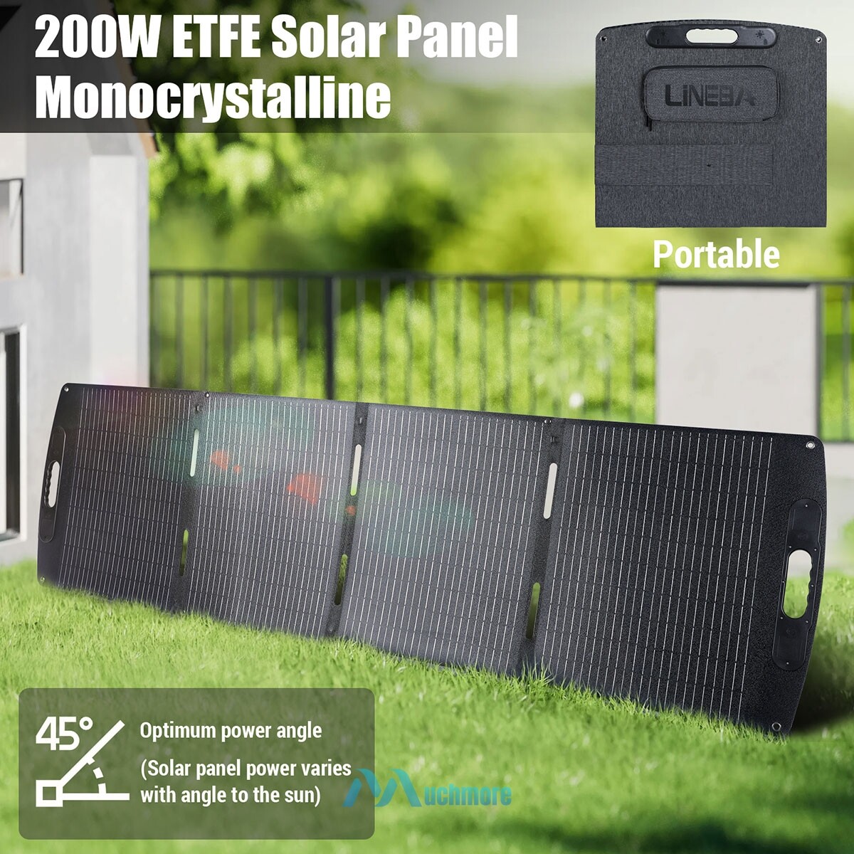 ETFE 200W Solar Panel Foldable Off-Grid for RV Power Station 23.4% Efficiency