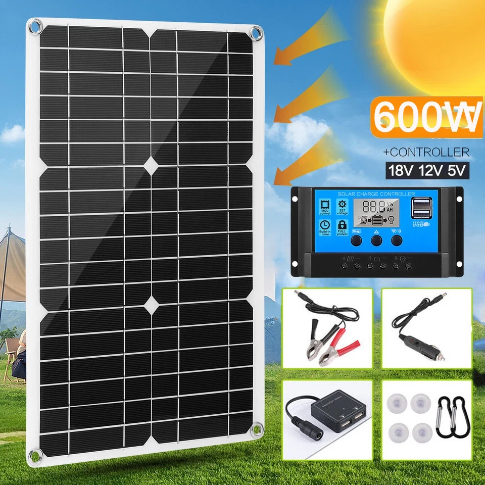 600Watts Solar Panel Kit 100A 12V Battery Charger W/ Controller Caravan Boat RV