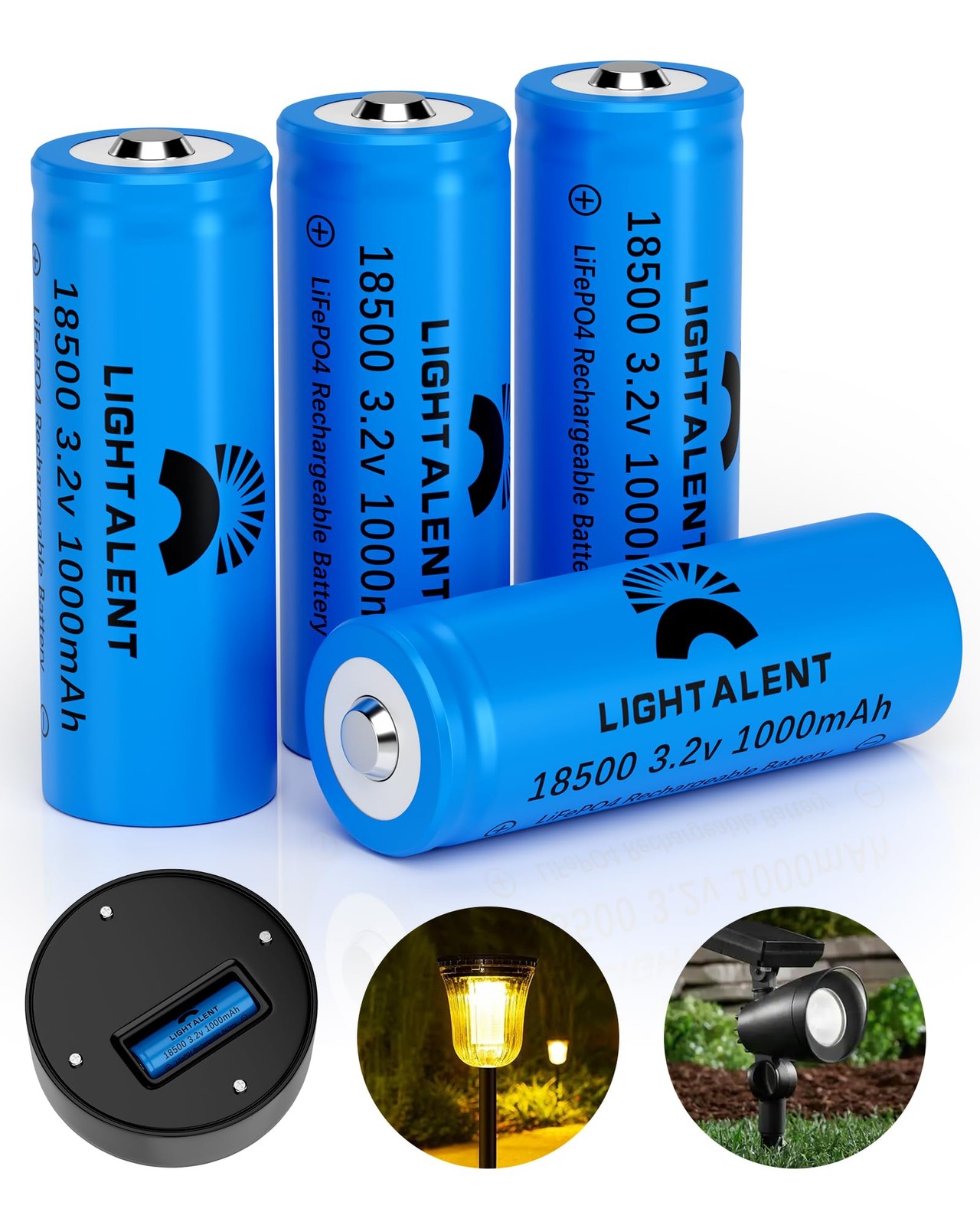 18500 3.2V Rechargeable Battery, LiFePO4 18500 3.2V 1000mAh 3.2wh Solar Batte…