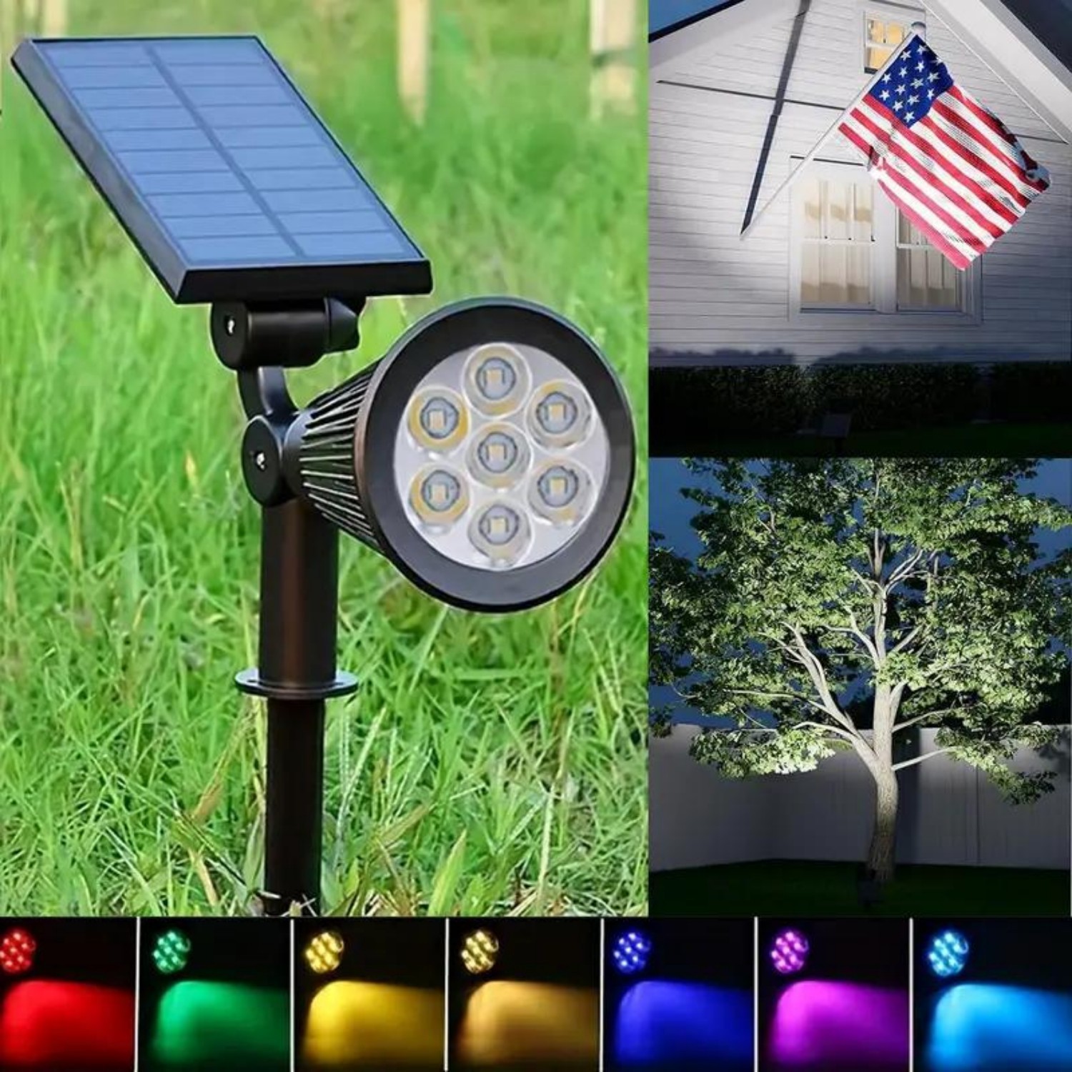 LED Solar Spot Light Outdoor Waterproof Landscape Spotlight Garden Security Lamp