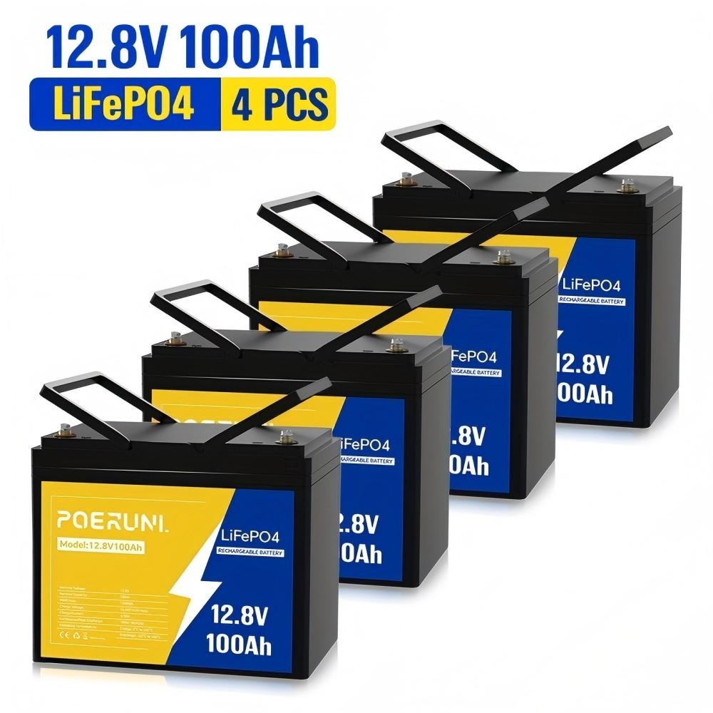 1/2/4Pack 12V 100Ah LiFePO4 Lithium Battery Built-in BMS Deep Cycle for Solar RV