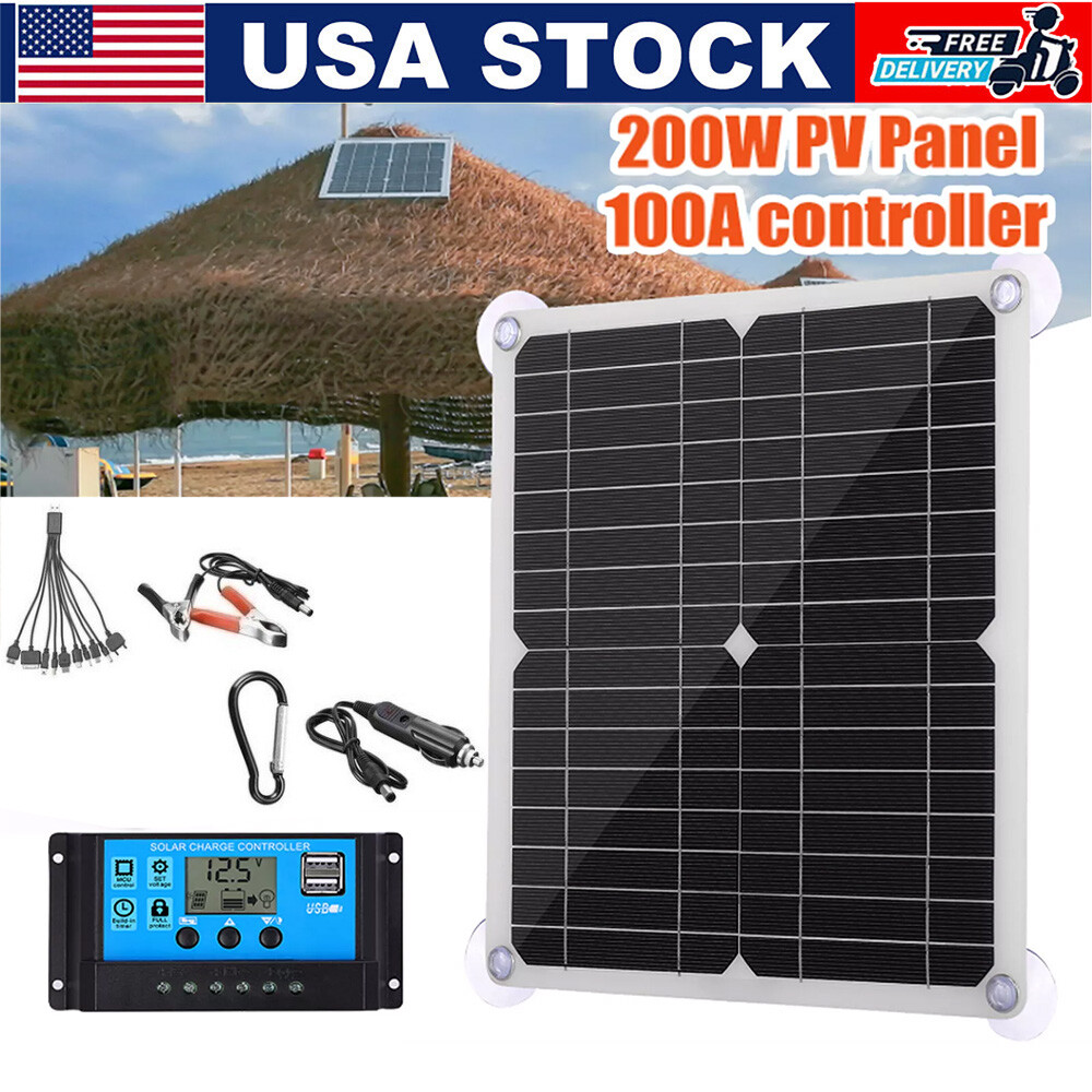 200 Watts Solar Panel Kit 12V 100A Battery Charger with Controller Caravan Boat