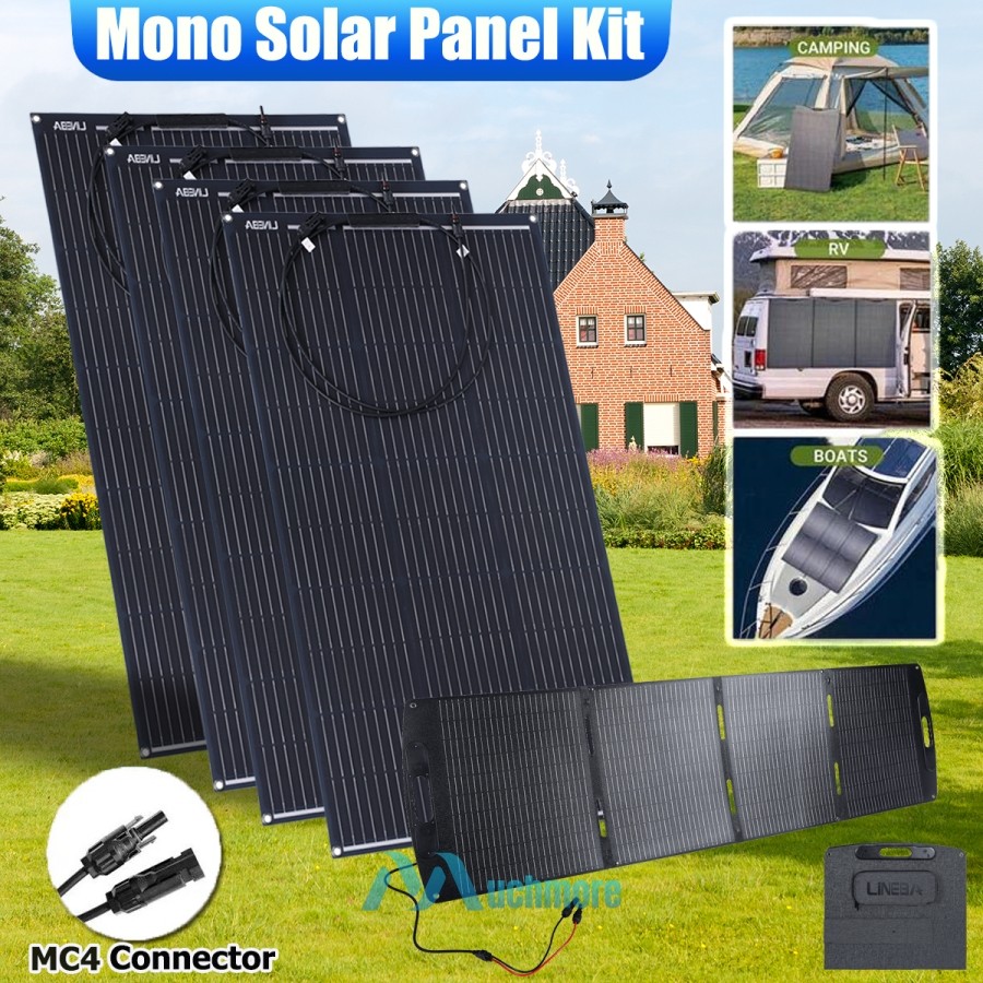 200W 400W 18V Solar Panel Mono HighEfficiency PV for Camping Sunshed RV Off Grid