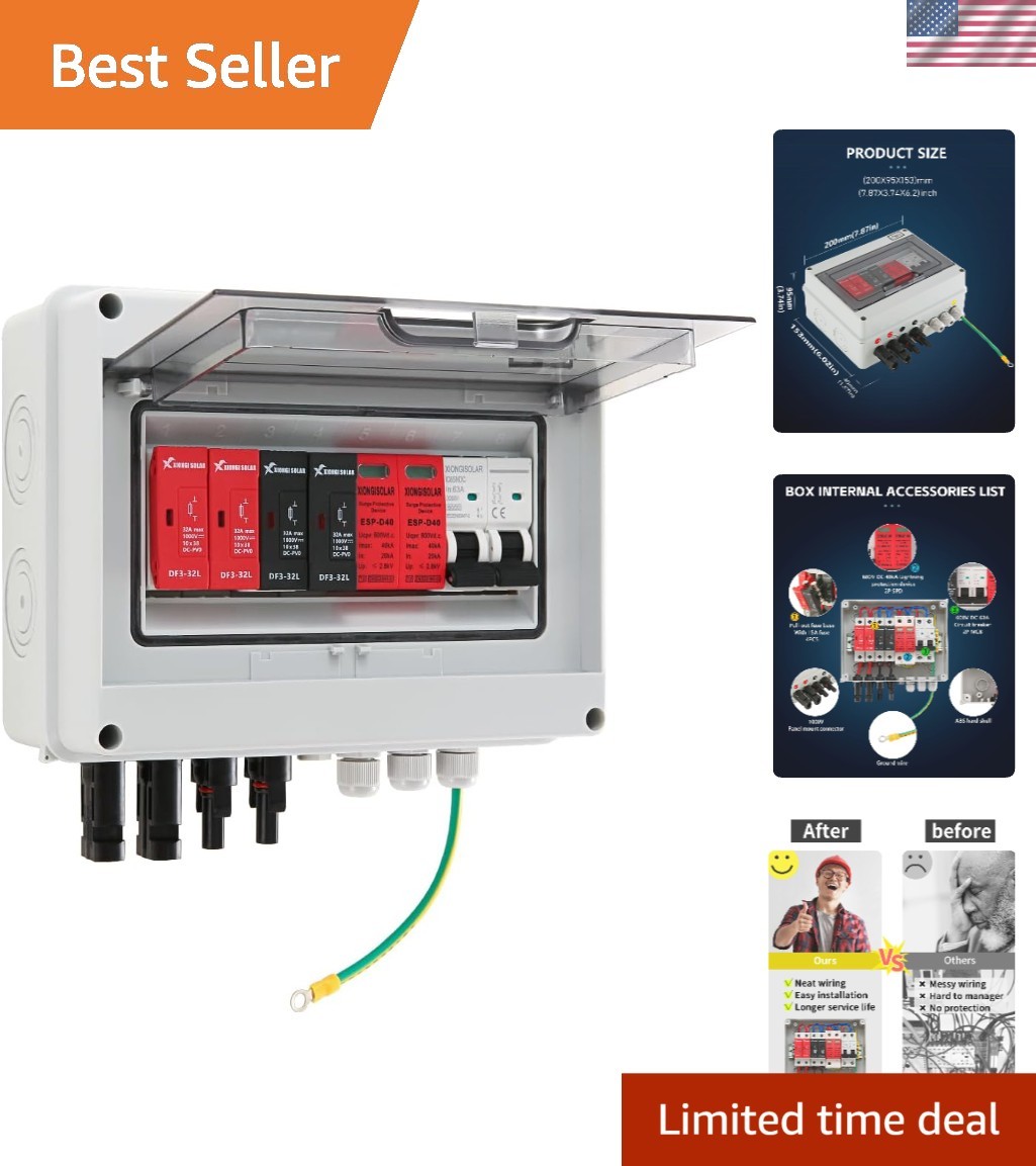 Reliable  Waterproof 600V PV Combiner Box for On/Off Grid Solar Systems