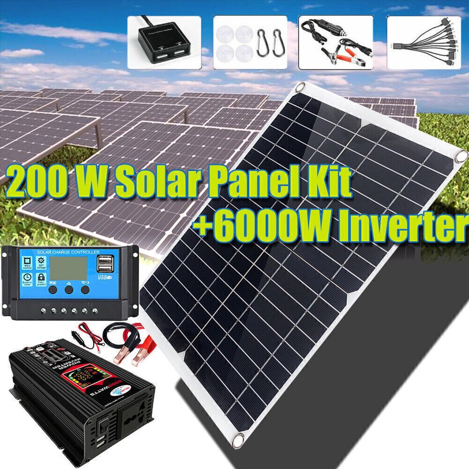6000W Complete Solar Panel Kit Solar Power Generator 100A,110V Grid Home System