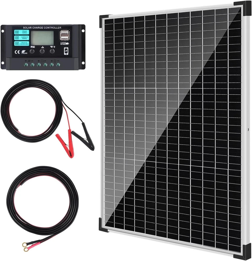 50W Solar Panel Kit with 10A Controller for RV, Boat, and Off-Grid Use