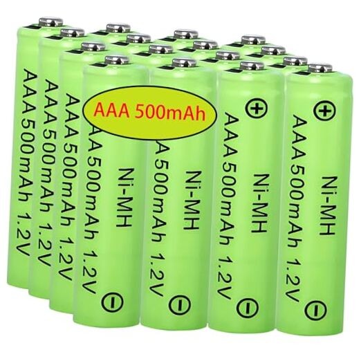 16 Packs Rechargeable AAA 500mAh Batteries,Triple A 1.2v NiMH Precharged Solar