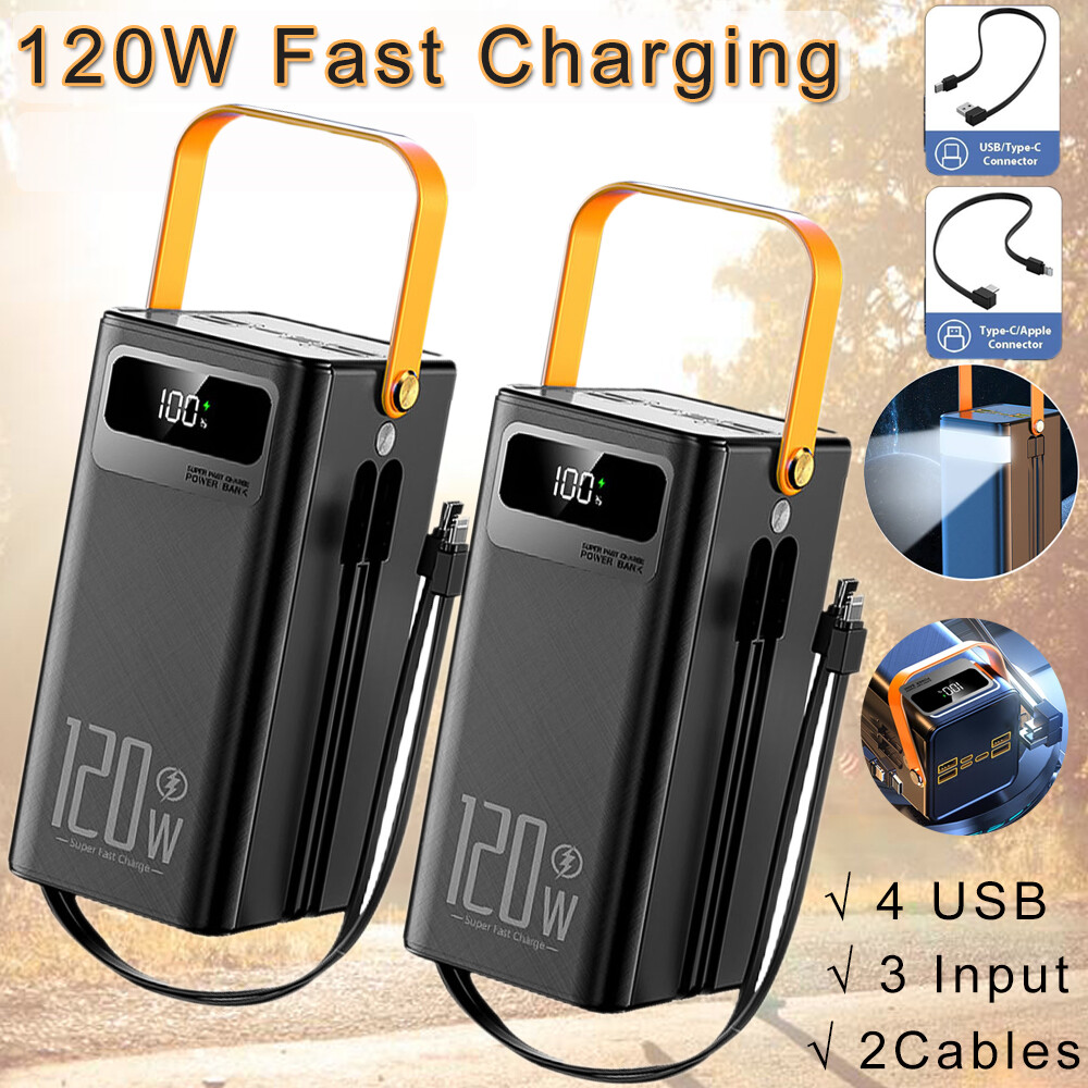 Portatil 70000mAh 120W Cargador Power Bank Fast 4 USB Para Bateria De Celulares