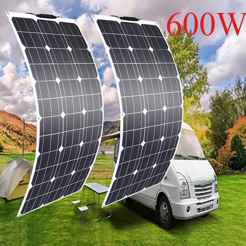 600 Watt Flexible Solar Panel 12V Portable Mono RV Camping Battery Charge Boat