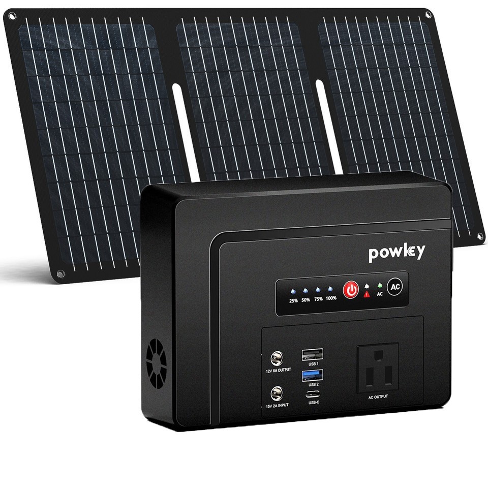 100W Portable Power Station with 30W Solar Panel kit Solar Generator for Camping