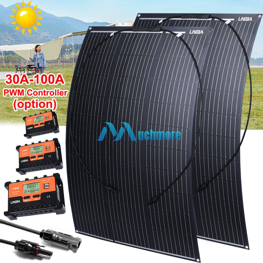 200W Watt 12V Monocrystalline Solar Panel & Controller RV Camping Home Off Grid