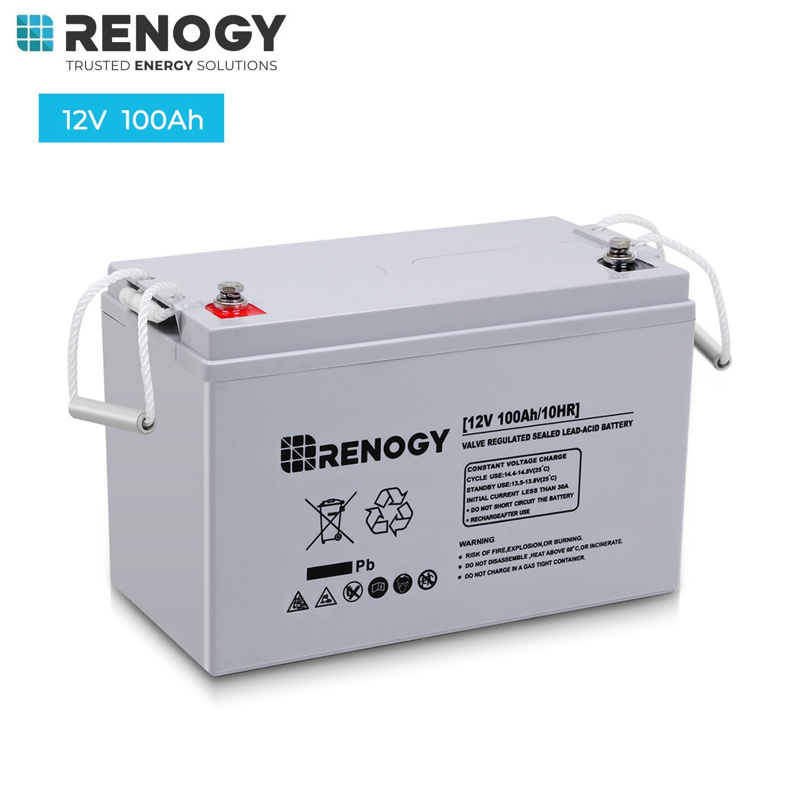 Renogy Deep Cycle AGM Battery 12 Volt 100Ah 1100A Max Discharge Current Off-Grid