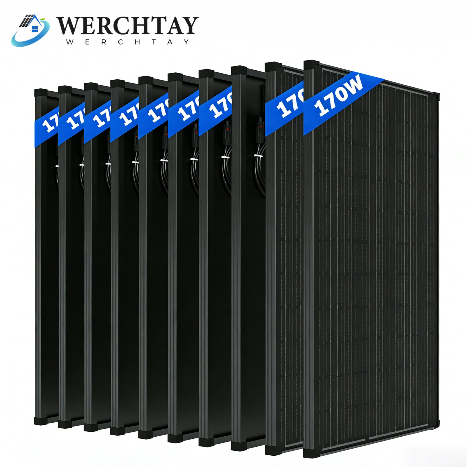 12V 100W 170W 200W 300W Watt Monocrystalline Solar Panel RV Boat Home Off Grid