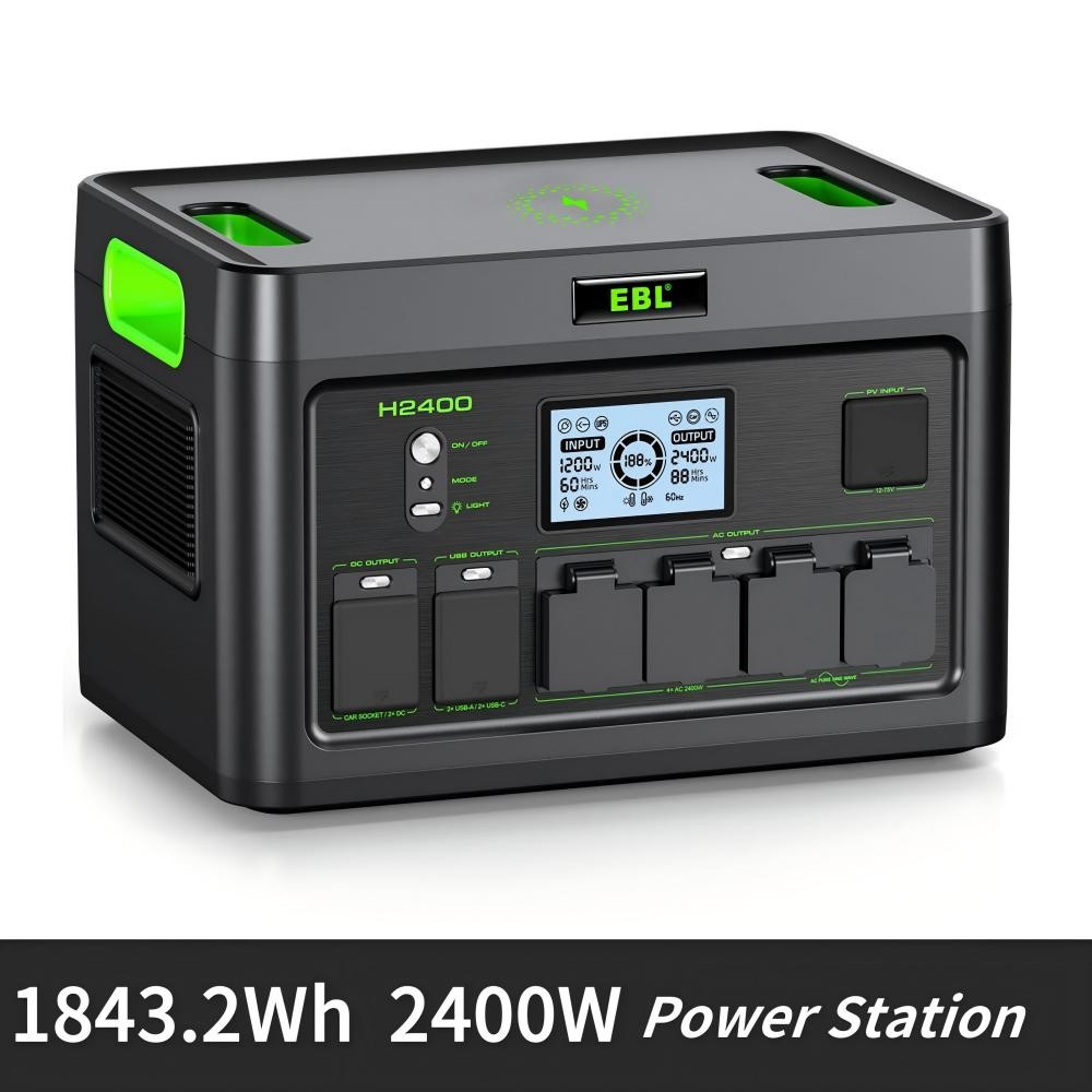 2400W 1843.2Wh Portable Power Station Solar Generator RV LiFePO4 Backup Battery