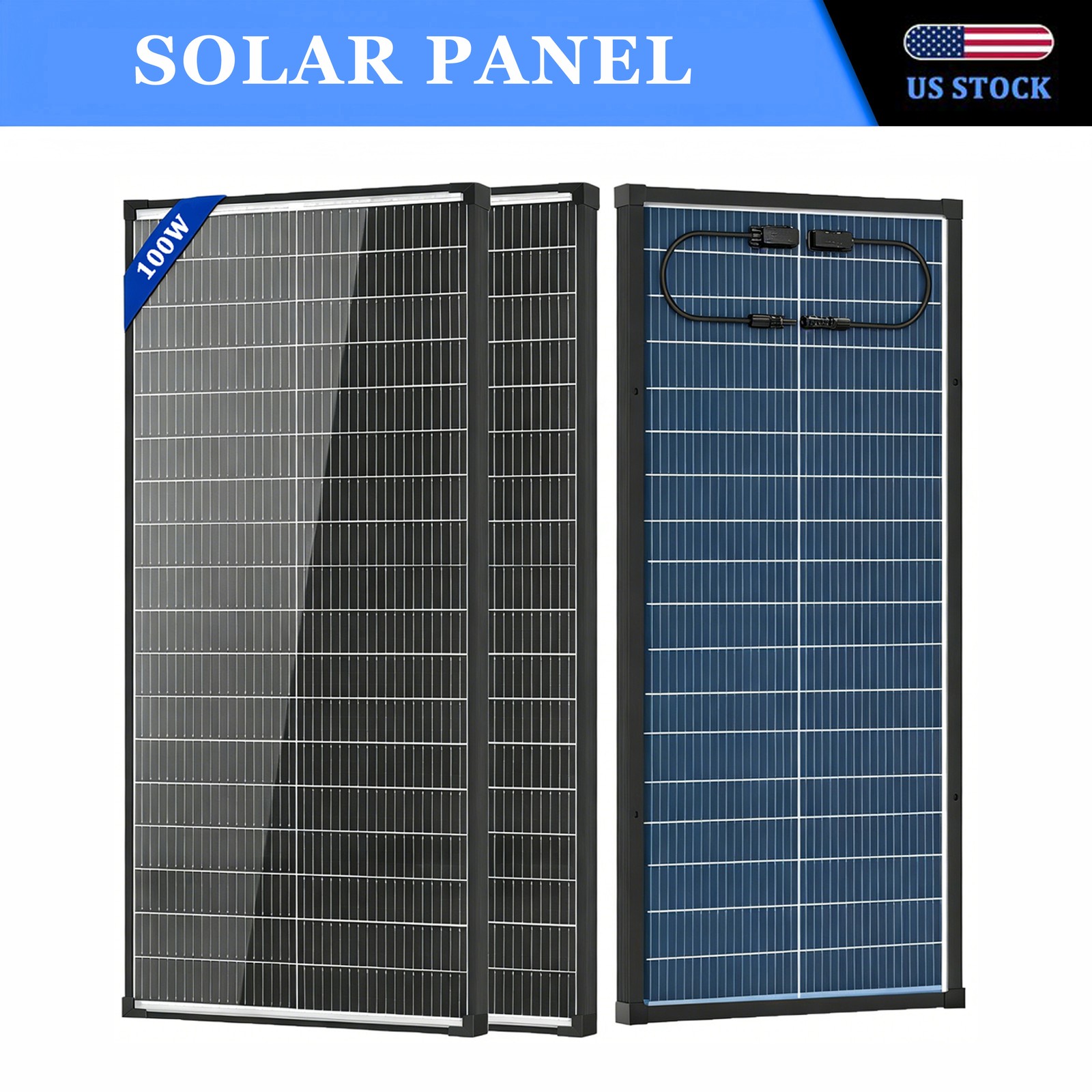 400W Bifacial Solar Panel Mono N-Type Charging Off-Grid Battery Power RV Boat US