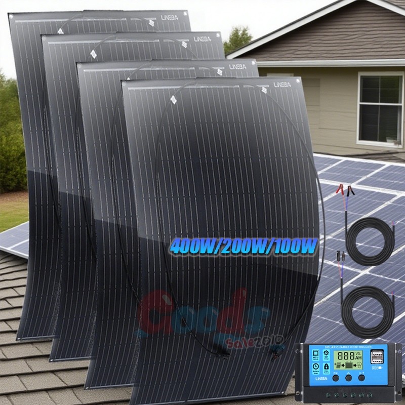 200W 400W Flexible Solar Panel Kit Mono 12V Ultra Thin for RV Camper Off-Grid