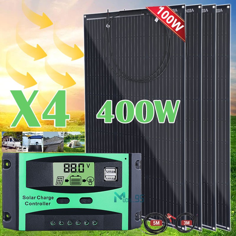 400 Watts Solar Panel Kit 100A 12V Battery Charger with Controller Caravan Boat