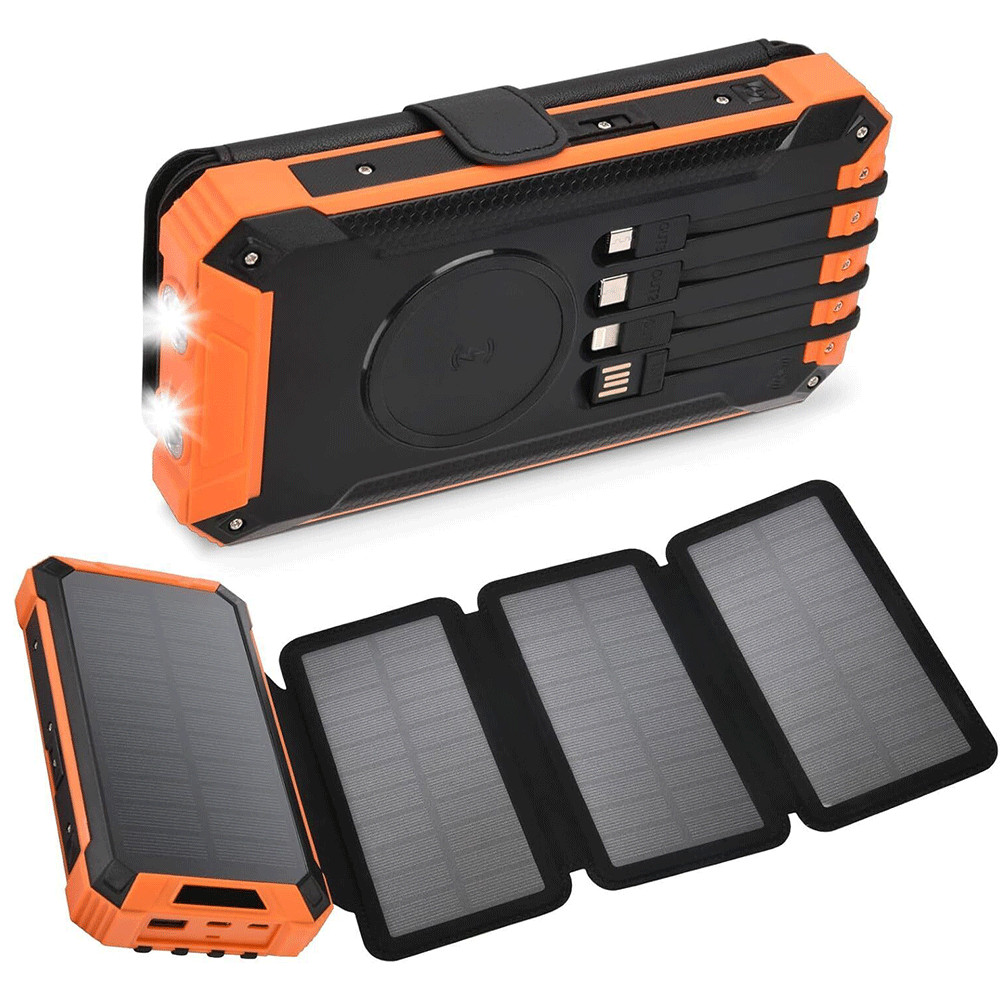 Solar Power Bank 32000mAh for All Phones Foldable Compact Design Fits Backpack