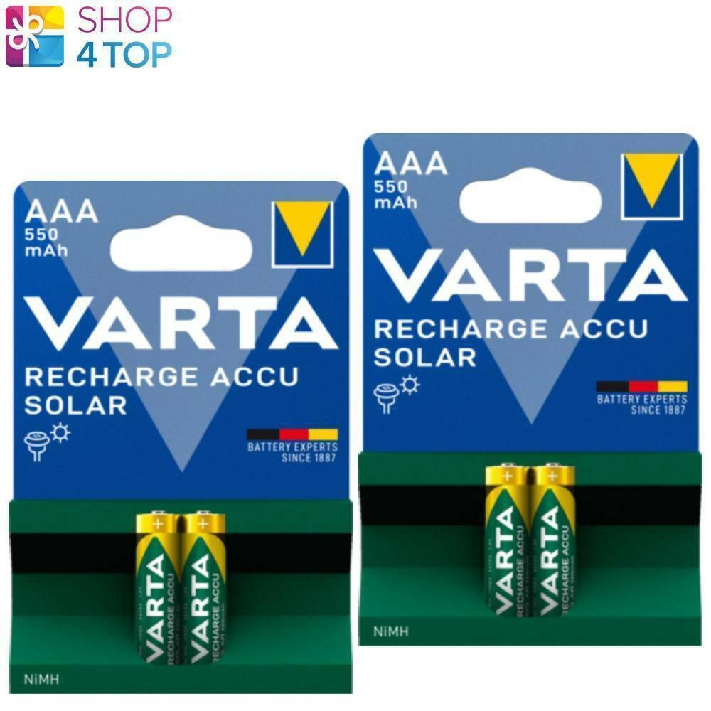 4x Varta AAA Rechargeable NiMH Solar Batteries 550mAh 1.2V HR03 LR03