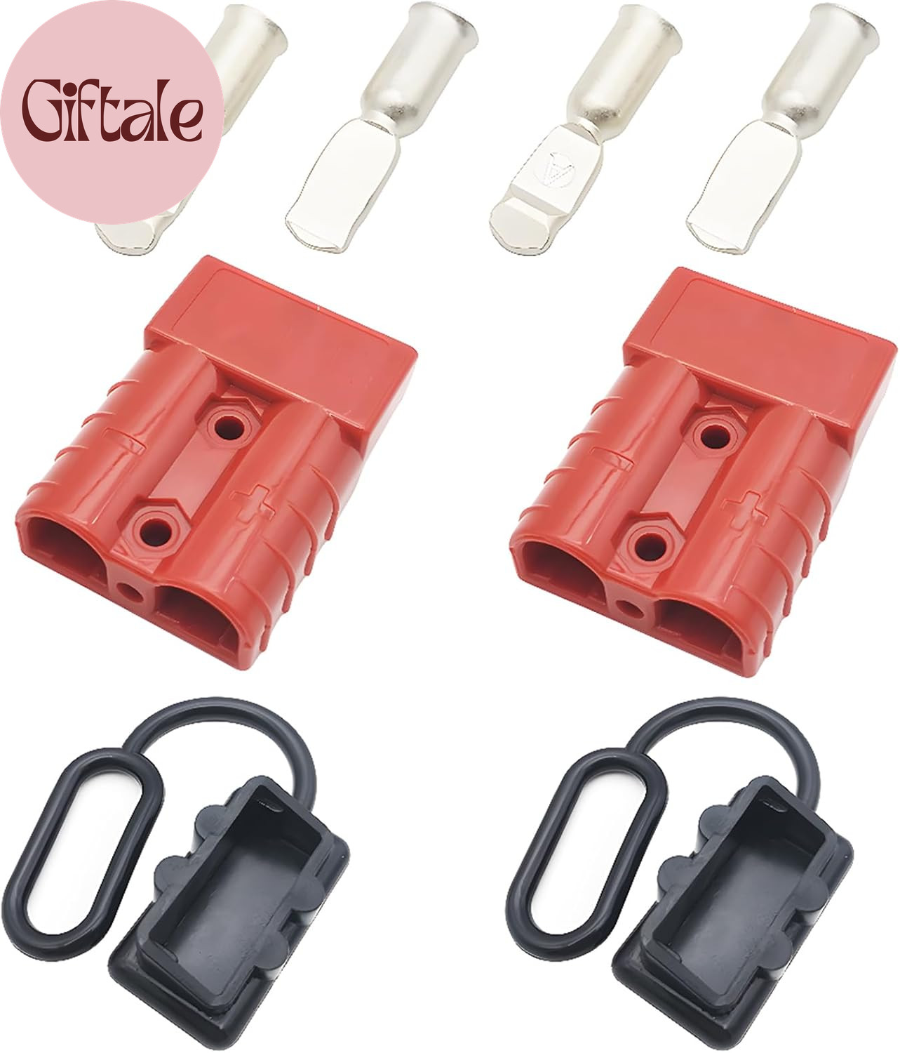 Battery Connector 50A, Red Battery Quick Connect Disconnect Connector Plug Kit,