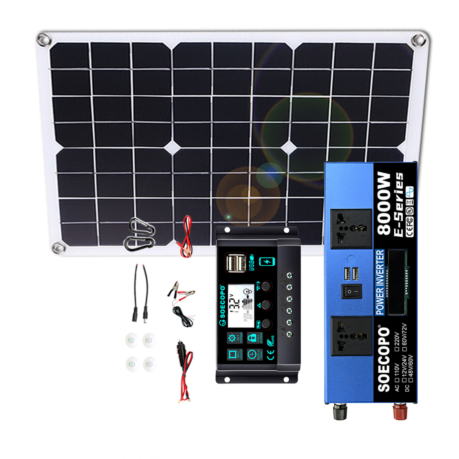 8000w 110v Solar Full Kit Inverter 300W Solar Panel  Home 100A Controller
