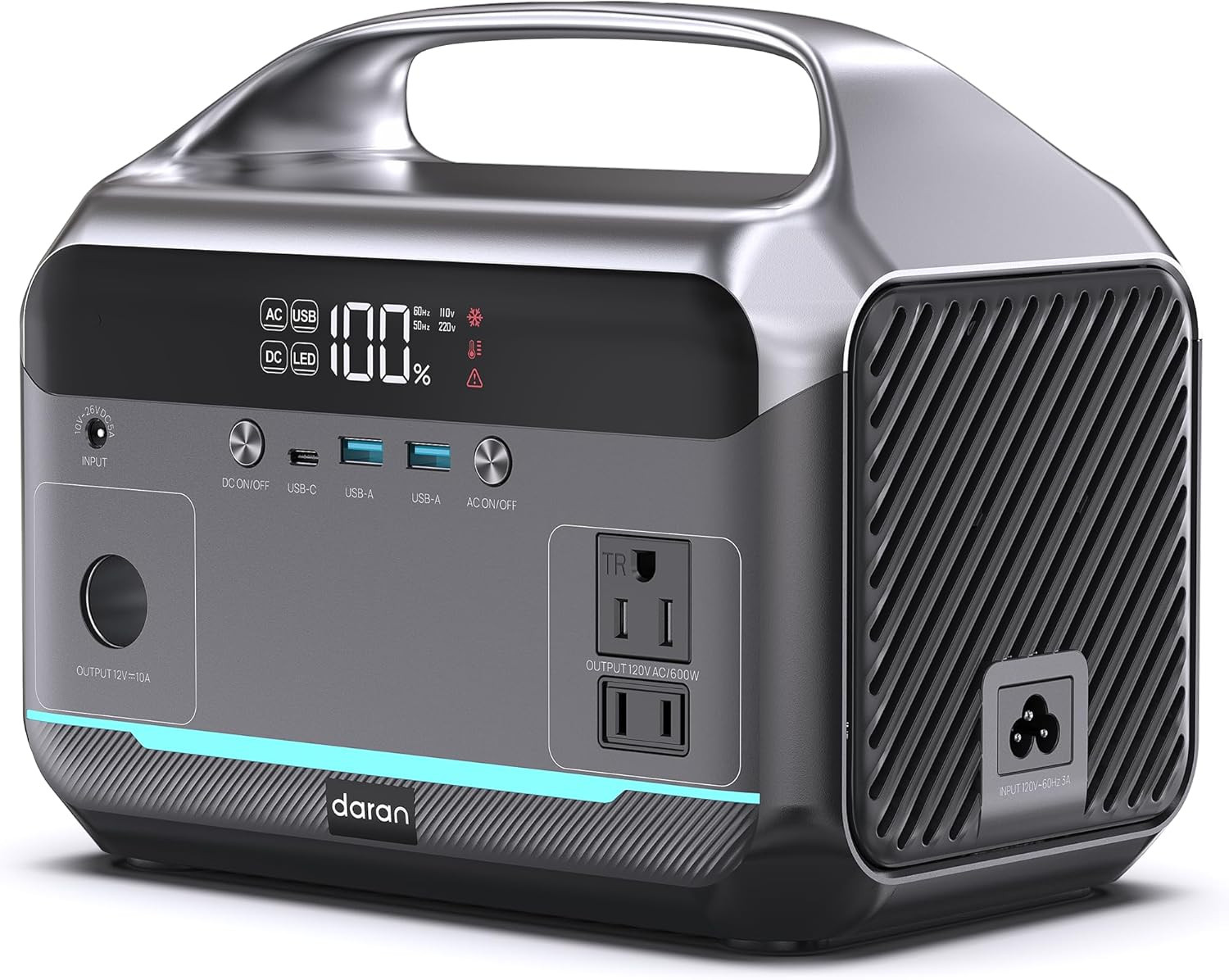 Portable Power Station 600W (1200W Peak), 288Wh (90,000Mah) Solar Generator Life