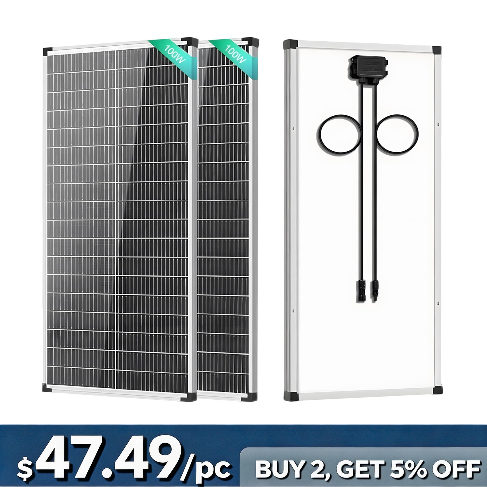 200W 400W Solar Panel 12V Mono N-Type 18BB PV Off Grid Roof Home RV Power Charge