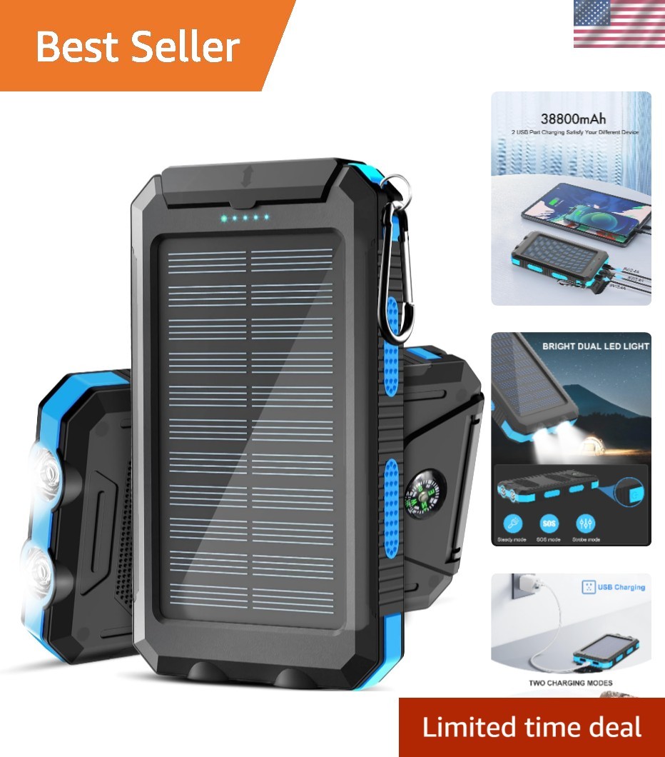 Waterproof 38800mAh Solar Power Bank – Outdoor Charging Companion