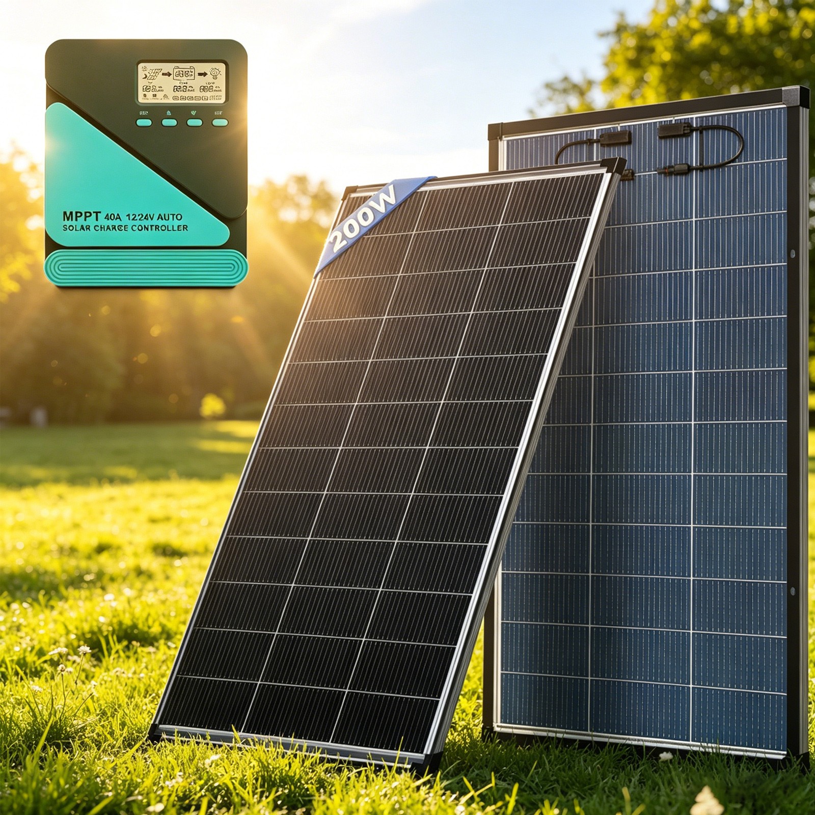 200 Watt Solar Panel Kit 40A 12/24V Battery Charger Controller Caravan Boat RV