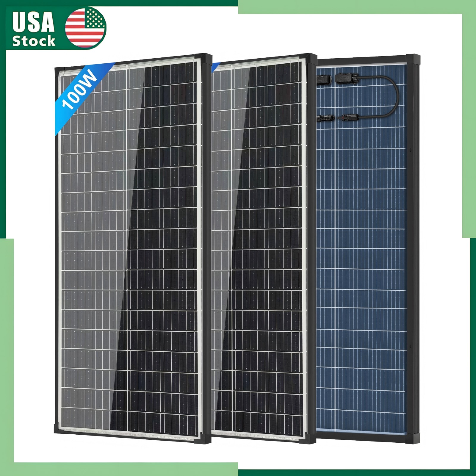 200 Watt Bifacial Solar Panel 2pcs 100 Watt Monocrystalline Solar Panel for Home