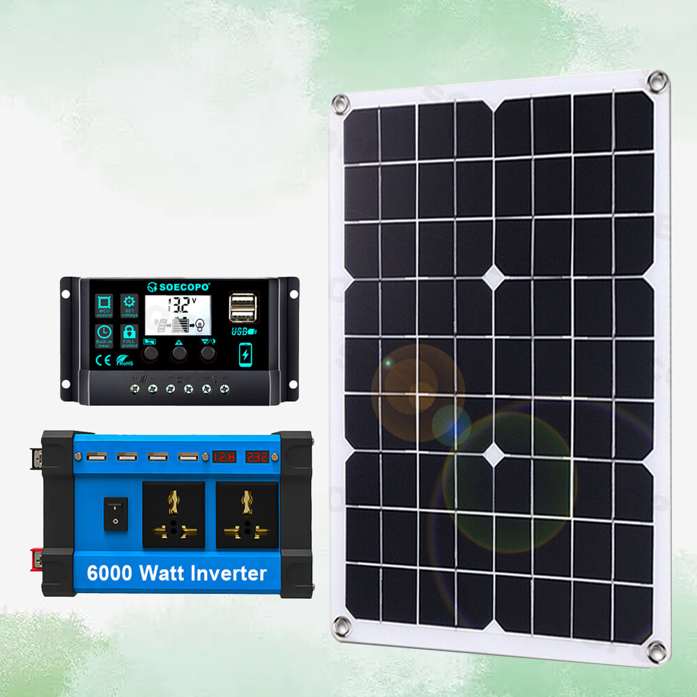 6000W-100A 110V Solar Panel Kit Complete Solar Power Generator Home Grid SysteMm