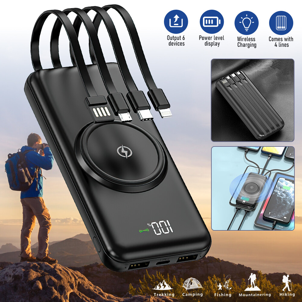 900000mAh Wireless Power Bank Portable Phone Charger Fast Charging Battery Pack