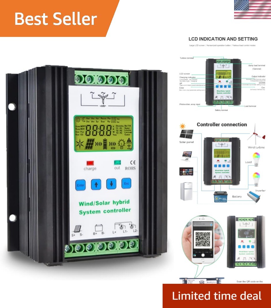 1000W Wind Solar Hybrid Charge Controller PWM 600W Wind + 400W Solar Boost Ch…