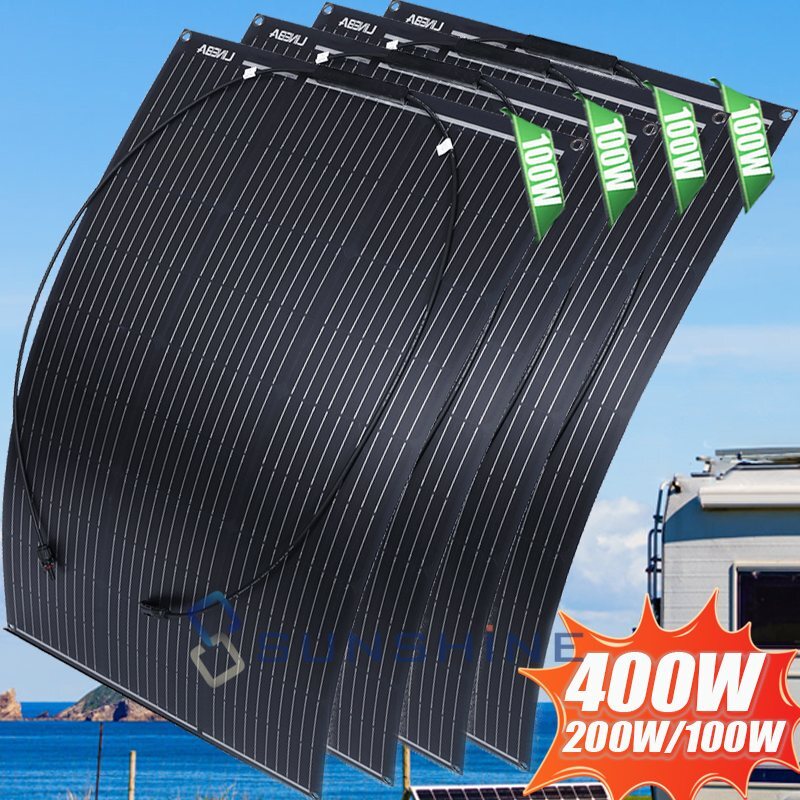 400W Mono Solar Panel 12/24V Power Charging Battery Home Boat PV RV Car Off-Grid