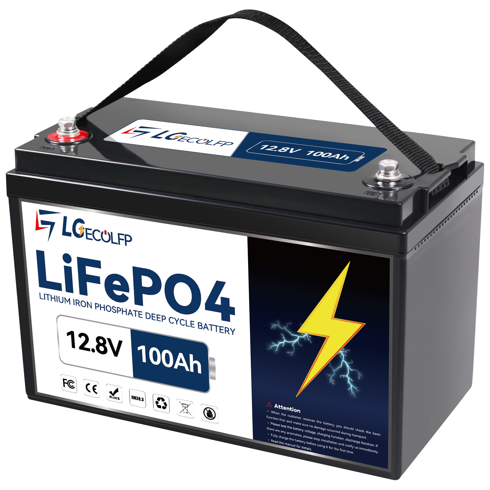 LGE 12V Lithium Battery 100Ah LiFePO4 Deep Cycle Solar RV Off-grid Random color