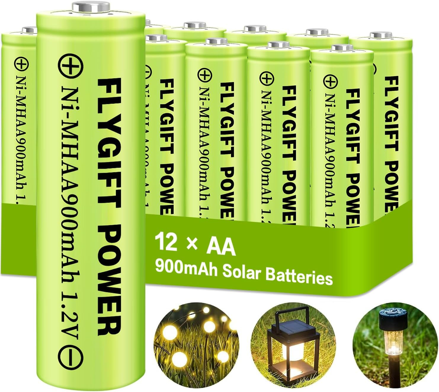 AA Rechargeable Batteries Solar Battery for Solar Lights (AA 900Mah 12 Pack)