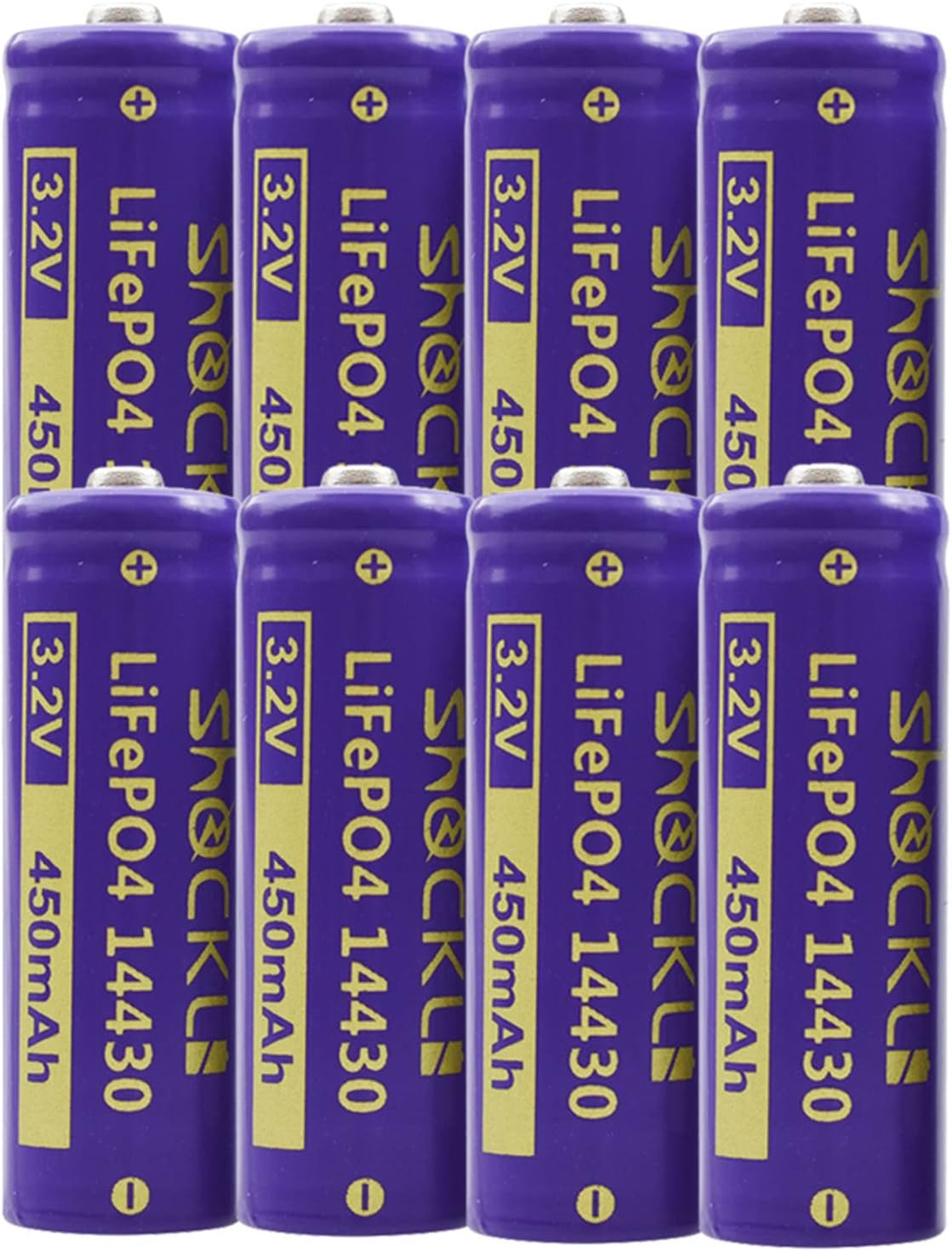 8-Pack 14430 3.2V 450Mah Lifepo4 Rechargeable Solar Batteries for Outdoor Lights