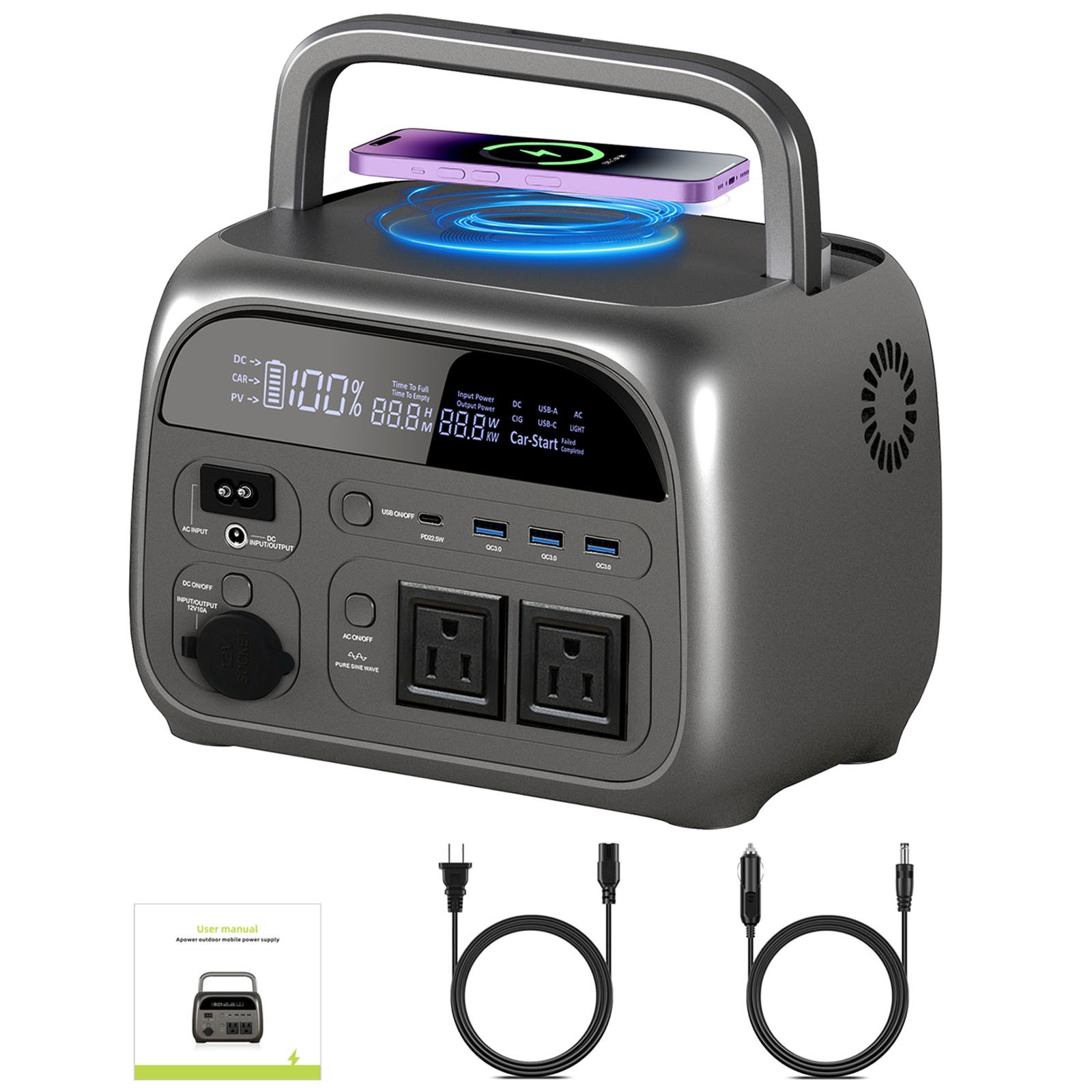 2600W/600W Peak Portable Power Station 1600W/500W Rate Solar Generator for RV
