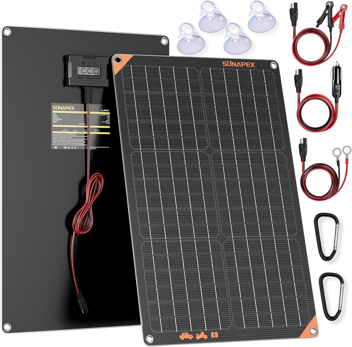 30W Solar Battery Charger Maintainer 12V Waterproof Solar Panel Trickle Charger