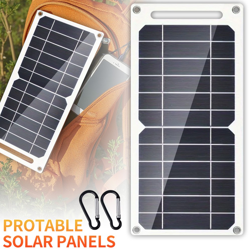 Portable Solar Power Bank USB Solar Panel Cell Phone Charger for Outdoor Camping