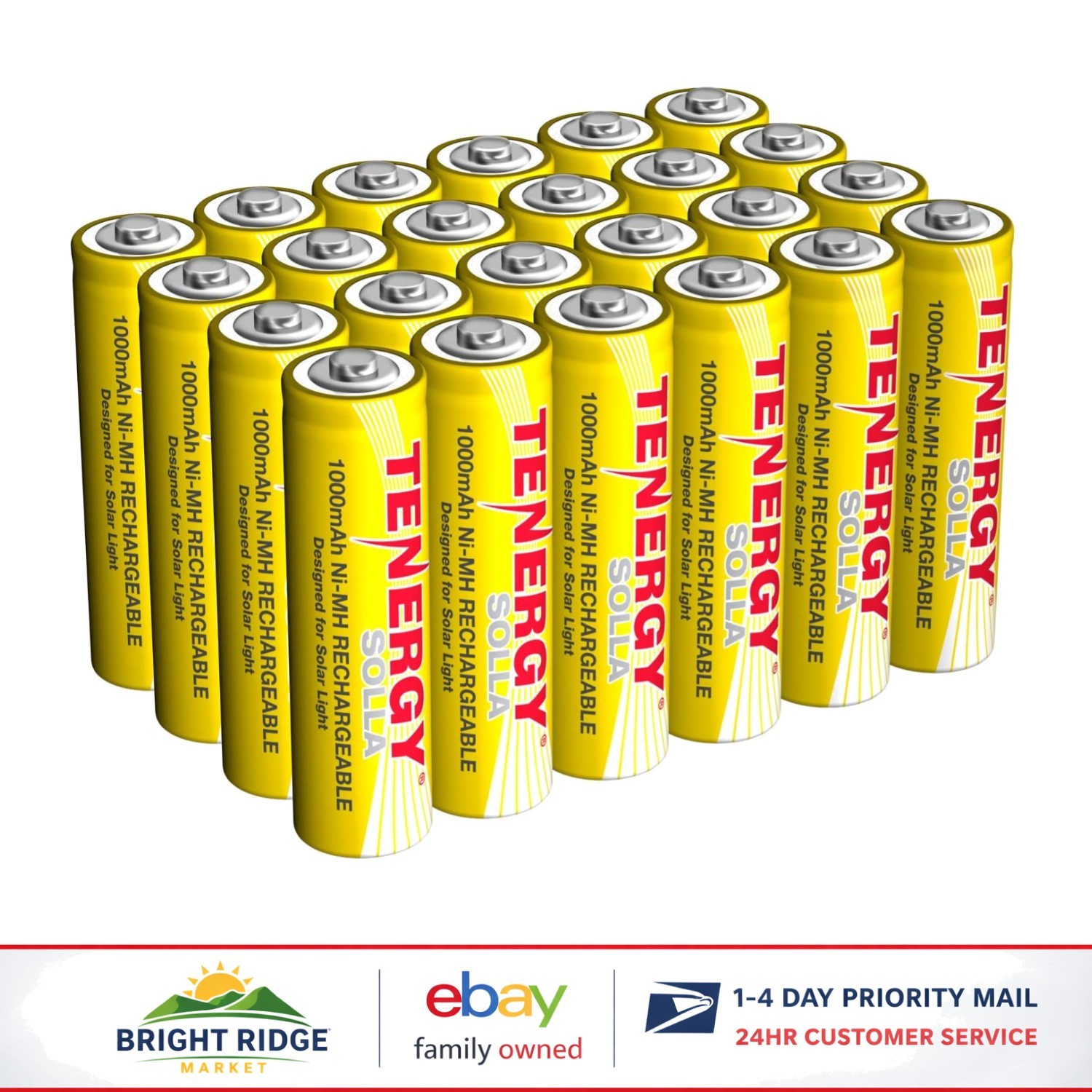 Outdoor Durable Rechargeable AA Batteries, 24 Count for Solar Garden Lighting