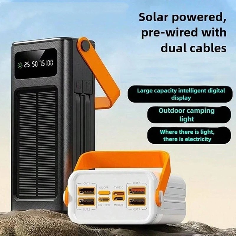 New Solar Power Bank Fast Charging 500000mAh Portable Charger With LED Display