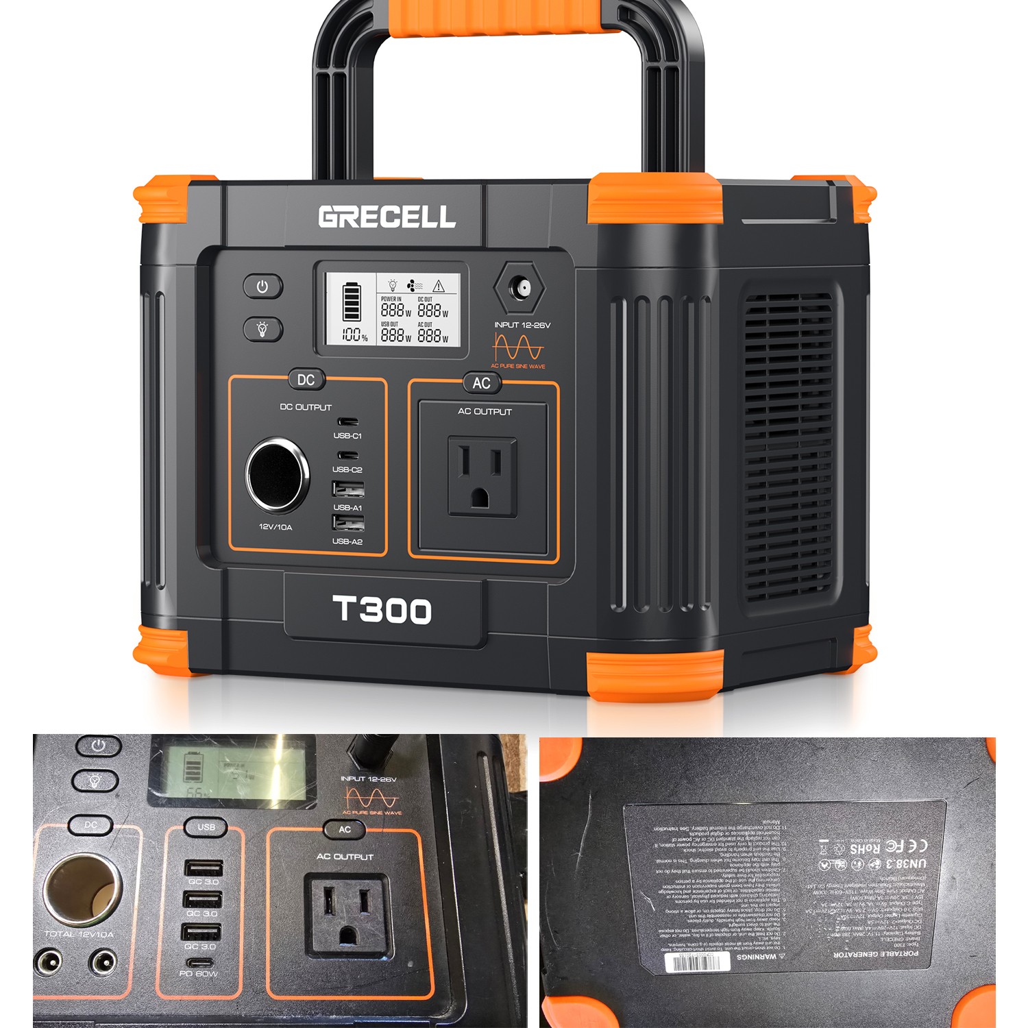 GREcell 300W Power Station Portable Solar Generator Camping Backup Battery(USED)