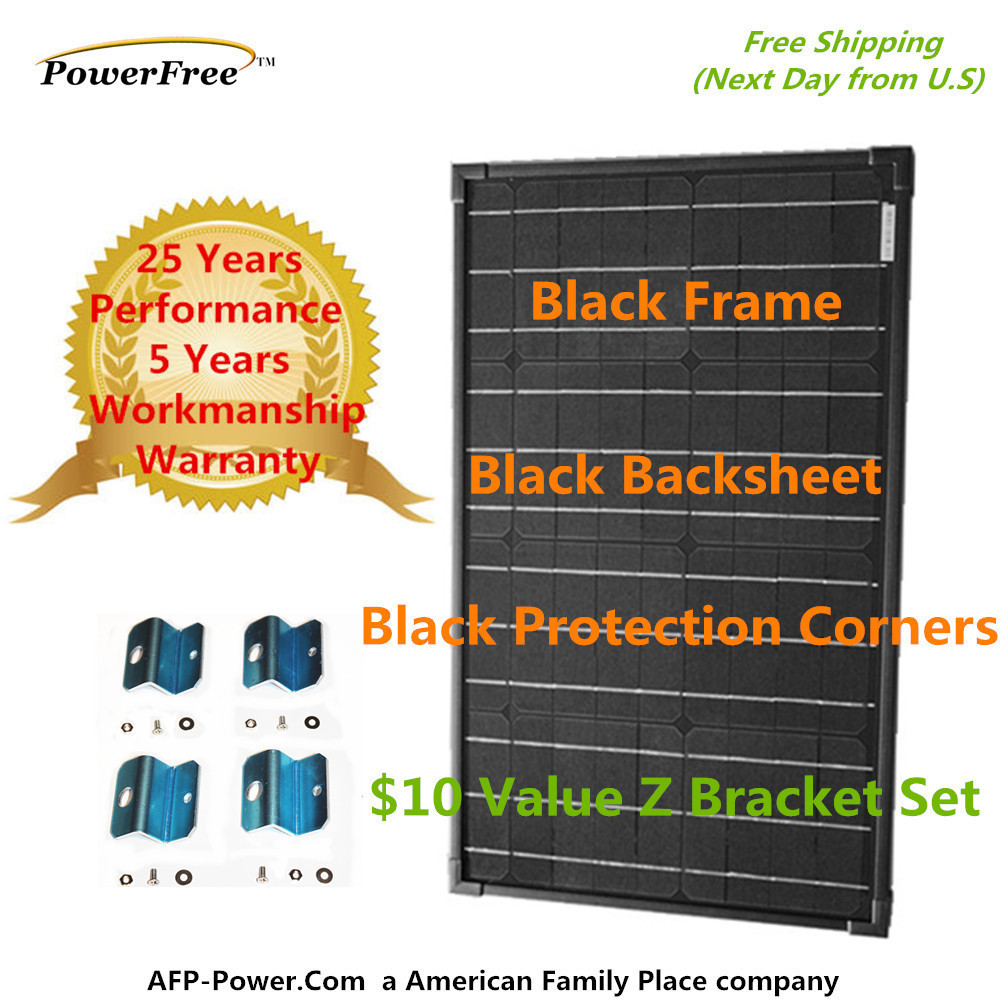 SUPER BLACK 40w 40 Watts Mono Solar Panel + Free $10 Mount – RV Boat 12v Battery