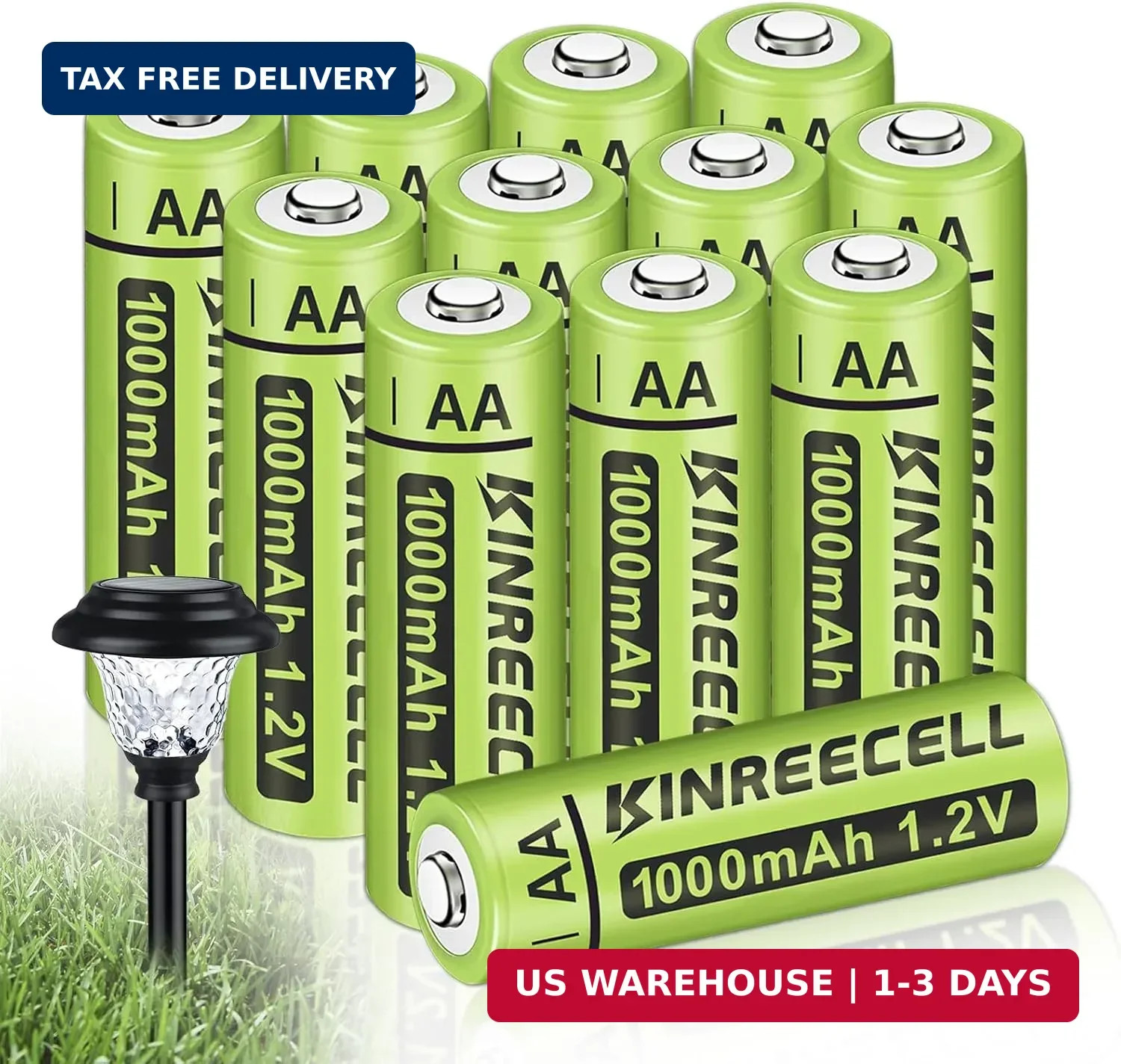 Rechargeable AA Batteries, Ni-MH Double A Solar Batteries High Capacity 1.2V Pre