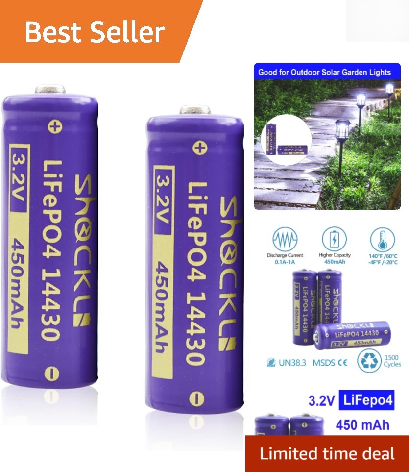 Revolutionary 2-Pack Shorter 14430 Solar Batteries – Perfect for Garden Lighting